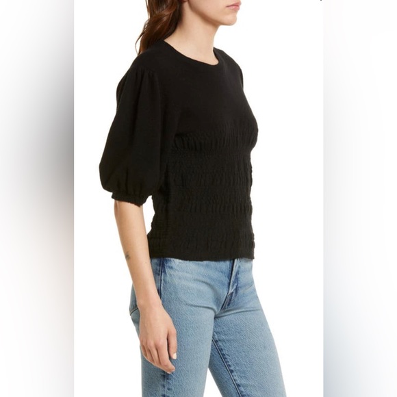 NWOT FRAME Smocked Puff Sleeve Cashmere Sweater - Picture 4 of 6
